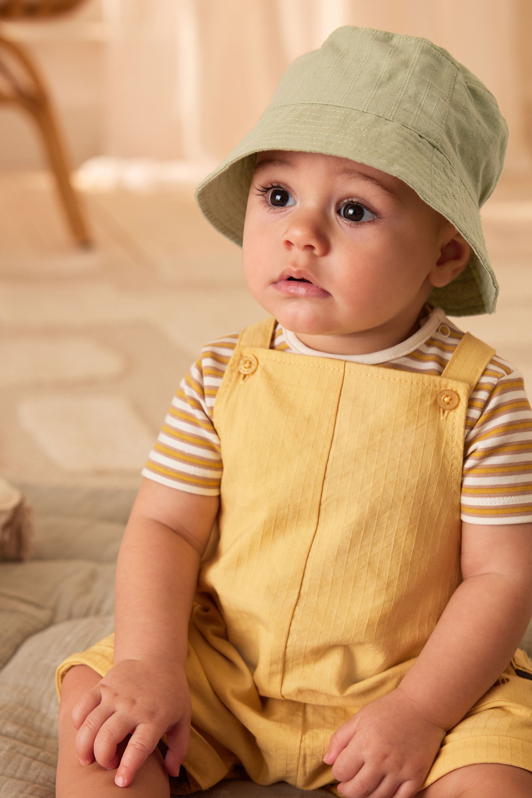 Sage Green Apricot Orange Baby Bucket Hats 2 Pack 0mths 2yrs