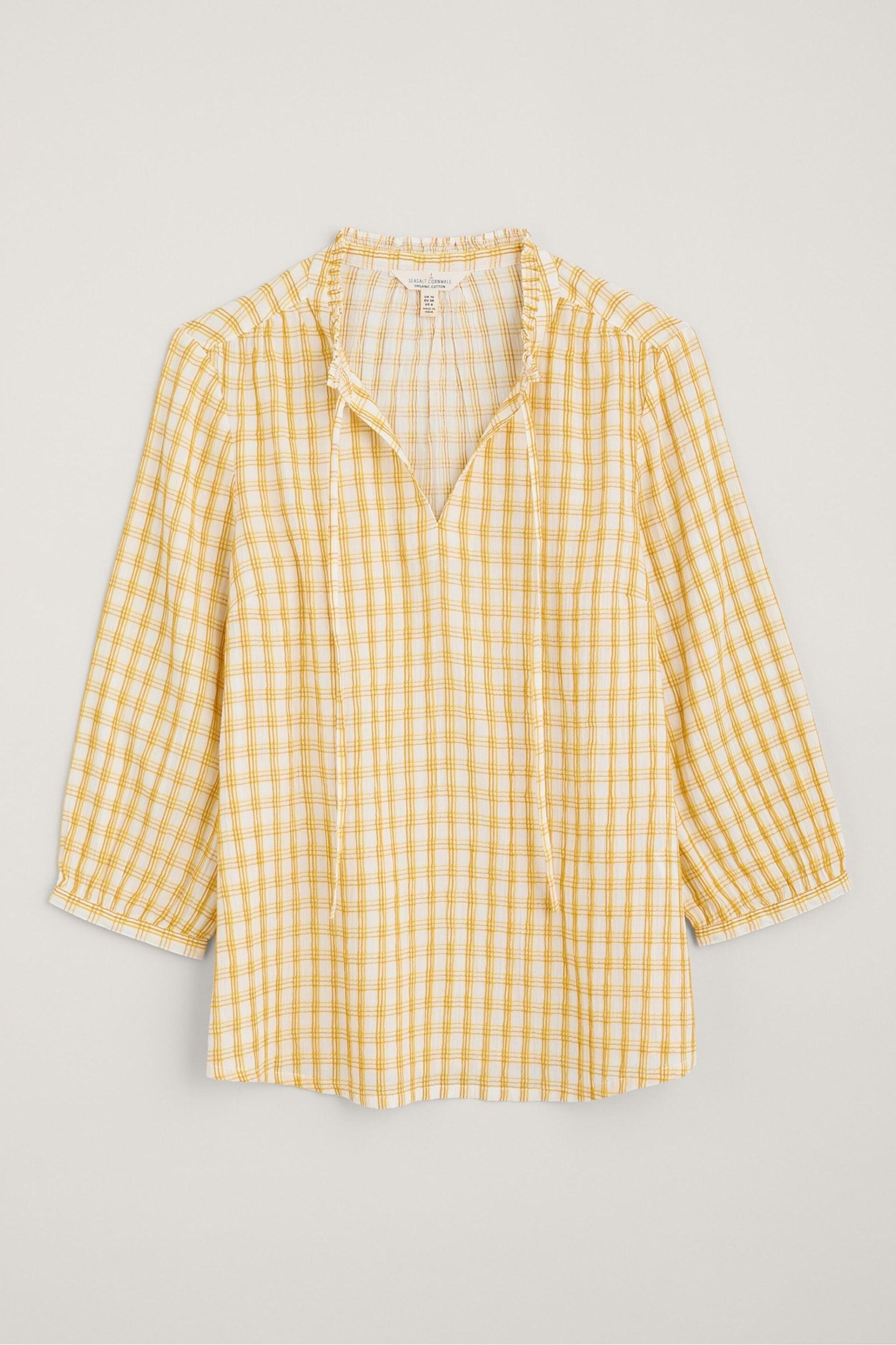 Seasalt Cornwall Yellow Winnard Three Quarter Sleeve Top - Image 4 of 5