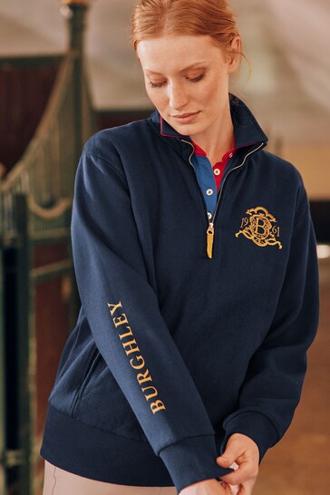 Joules Blue Burghley 1/4 Zip Quilted Sweatshirt