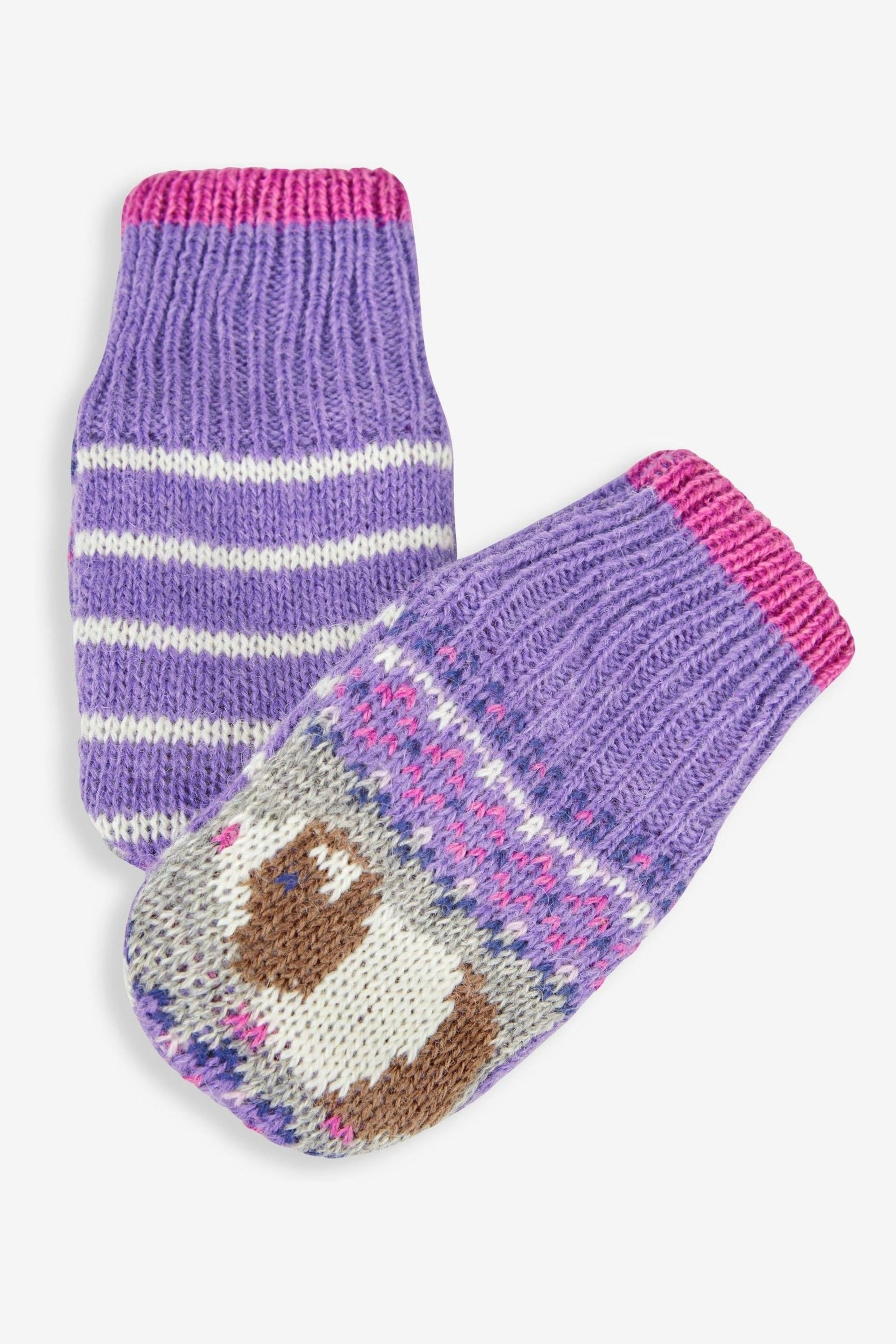 JoJo Maman Bébé Lilac Guinea Pig Fair Isle Mittens - Image 2 of 3