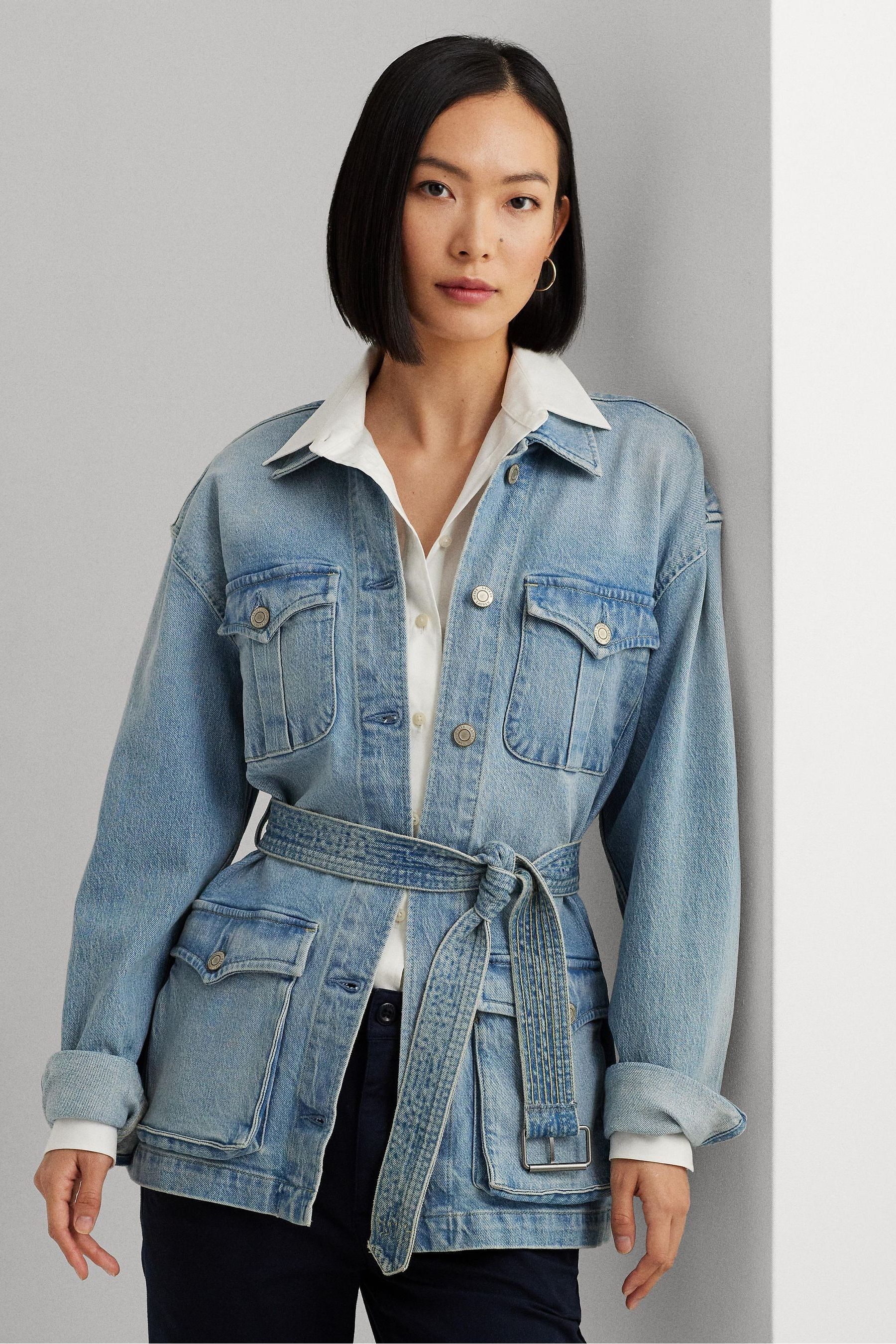 Buy Lauren Ralph Lauren Light Blue Belted Denim Field Jacket from