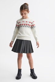 Reiss Dark Grey Marcie Junior Wool Blend Striped Pleated Skirt - Image 3 of 6