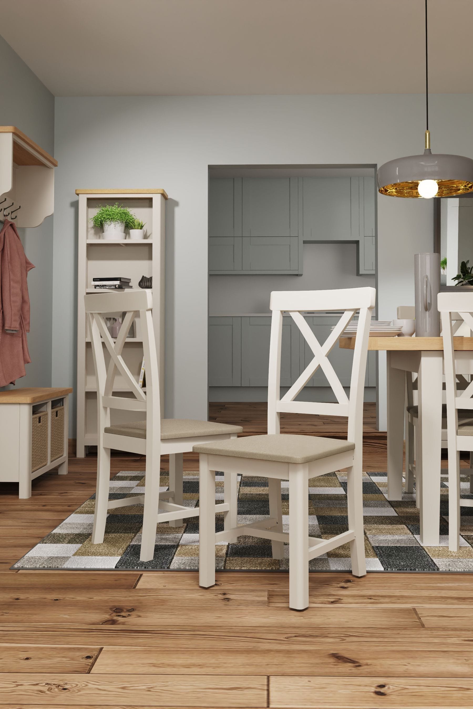 Buy K Interiors Natural Lana Solid Wood Wooden Cross Back Dining Chair Pair from the Next UK online shop