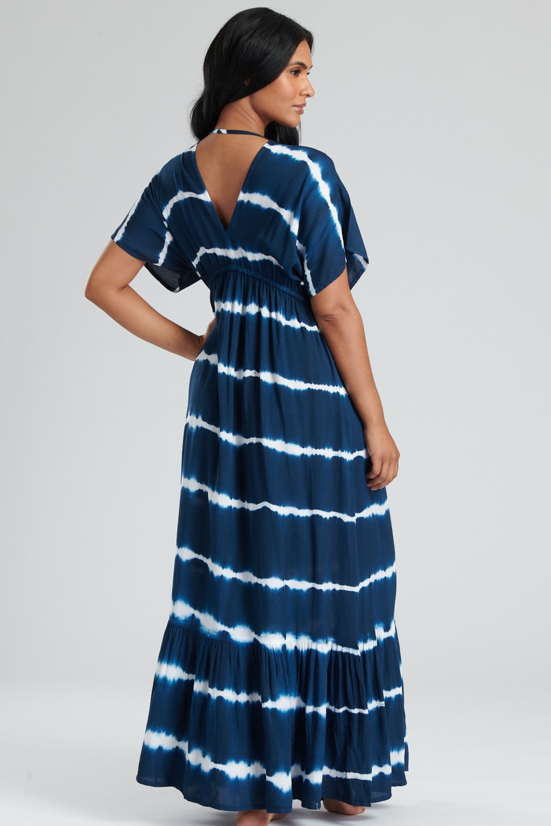 South Beach Blue V-Neck Tie Dye Maxi Dress - Image 2 of 5