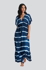 South Beach Blue V-Neck Tie Dye Maxi Dress - Image 3 of 5