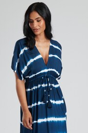 South Beach Blue V-Neck Tie Dye Maxi Dress - Image 4 of 5