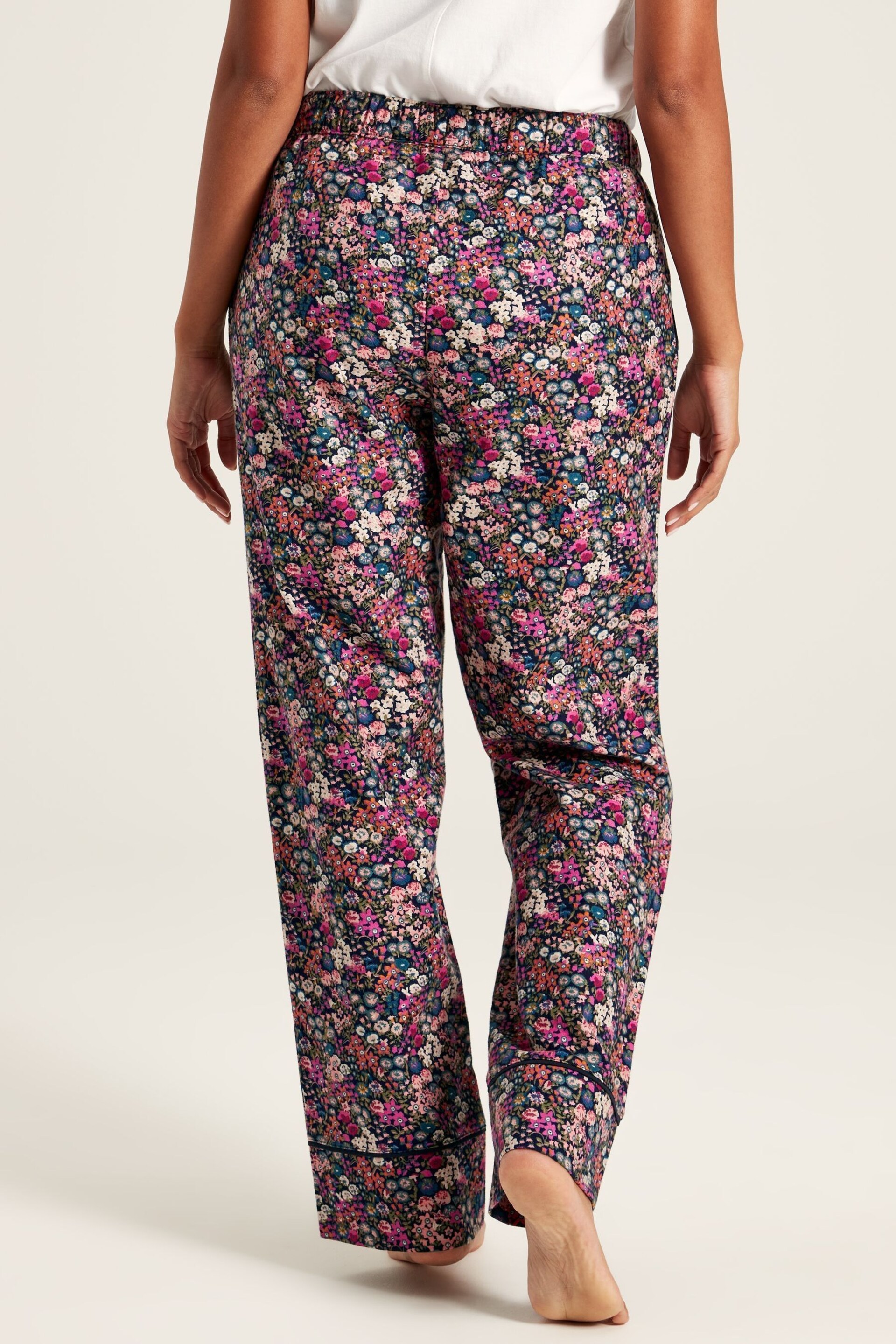 Joules Stella Navy Floral Cotton Pyjama Bottoms - Image 2 of 7