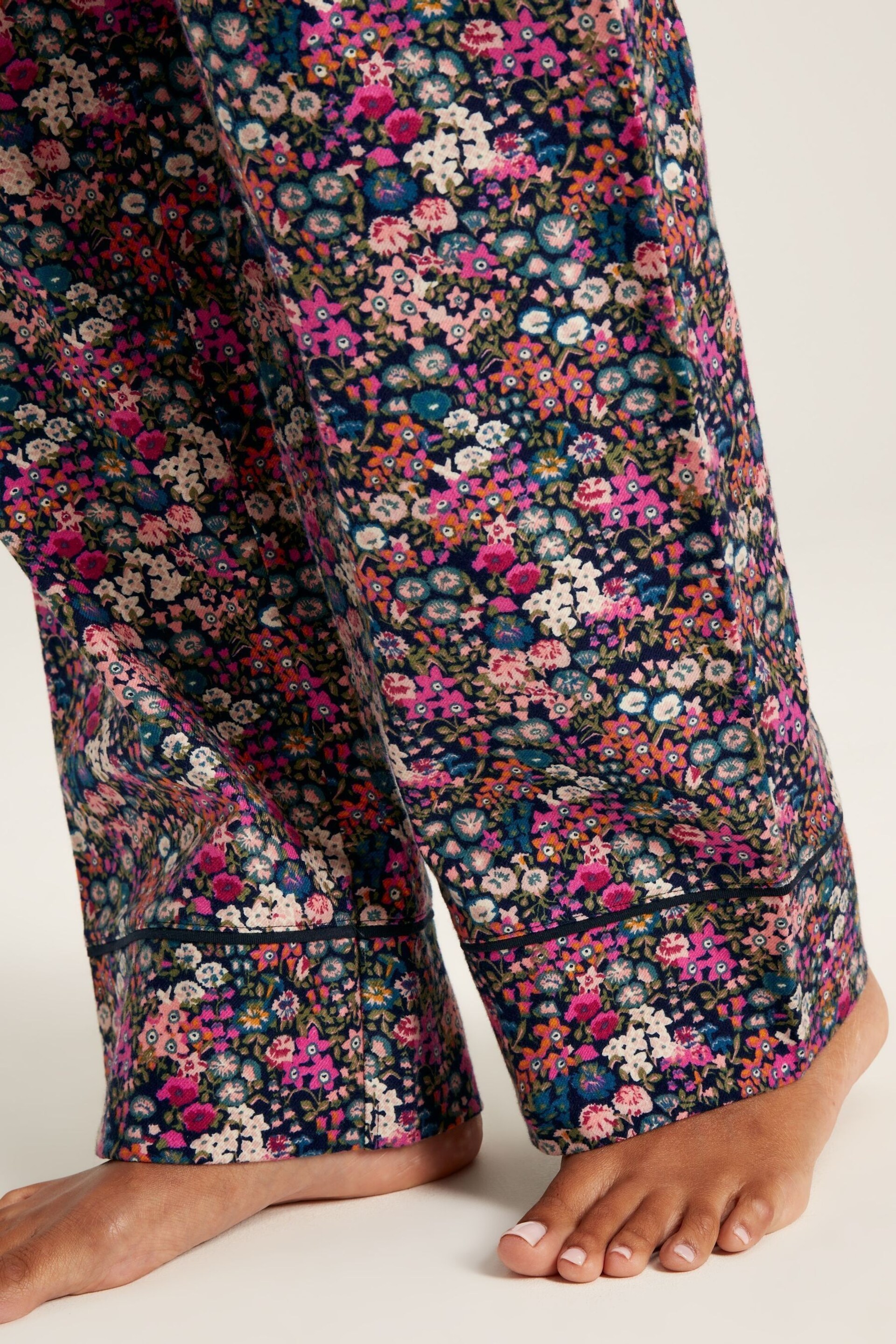 Joules Stella Navy Floral Cotton Pyjama Bottoms - Image 6 of 7