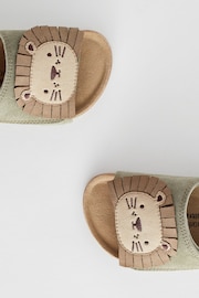 Neutral Beige Lion Touch Fastening Suede Sandals - Image 8 of 8