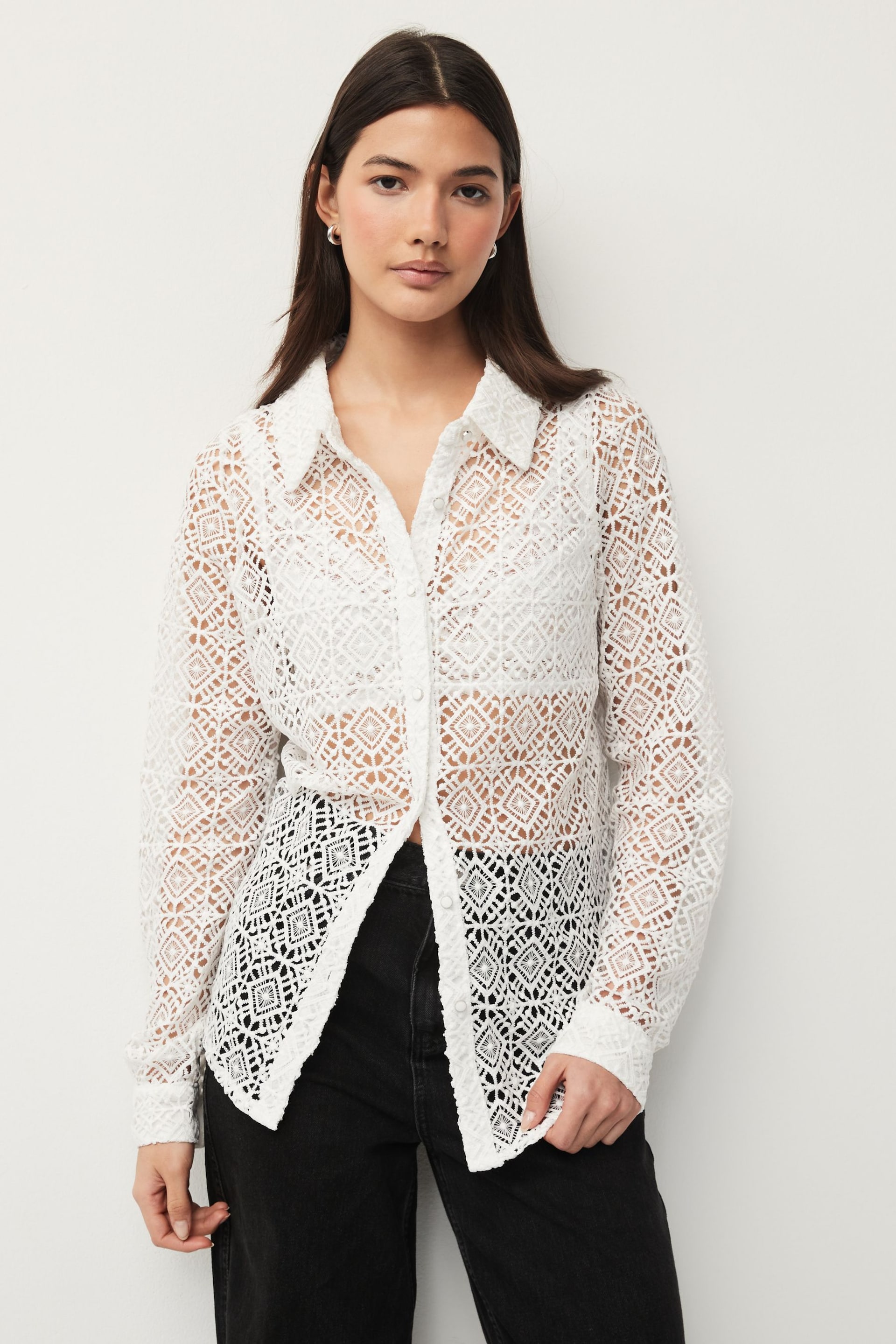 White Crochet Shirt - Image 4 of 8