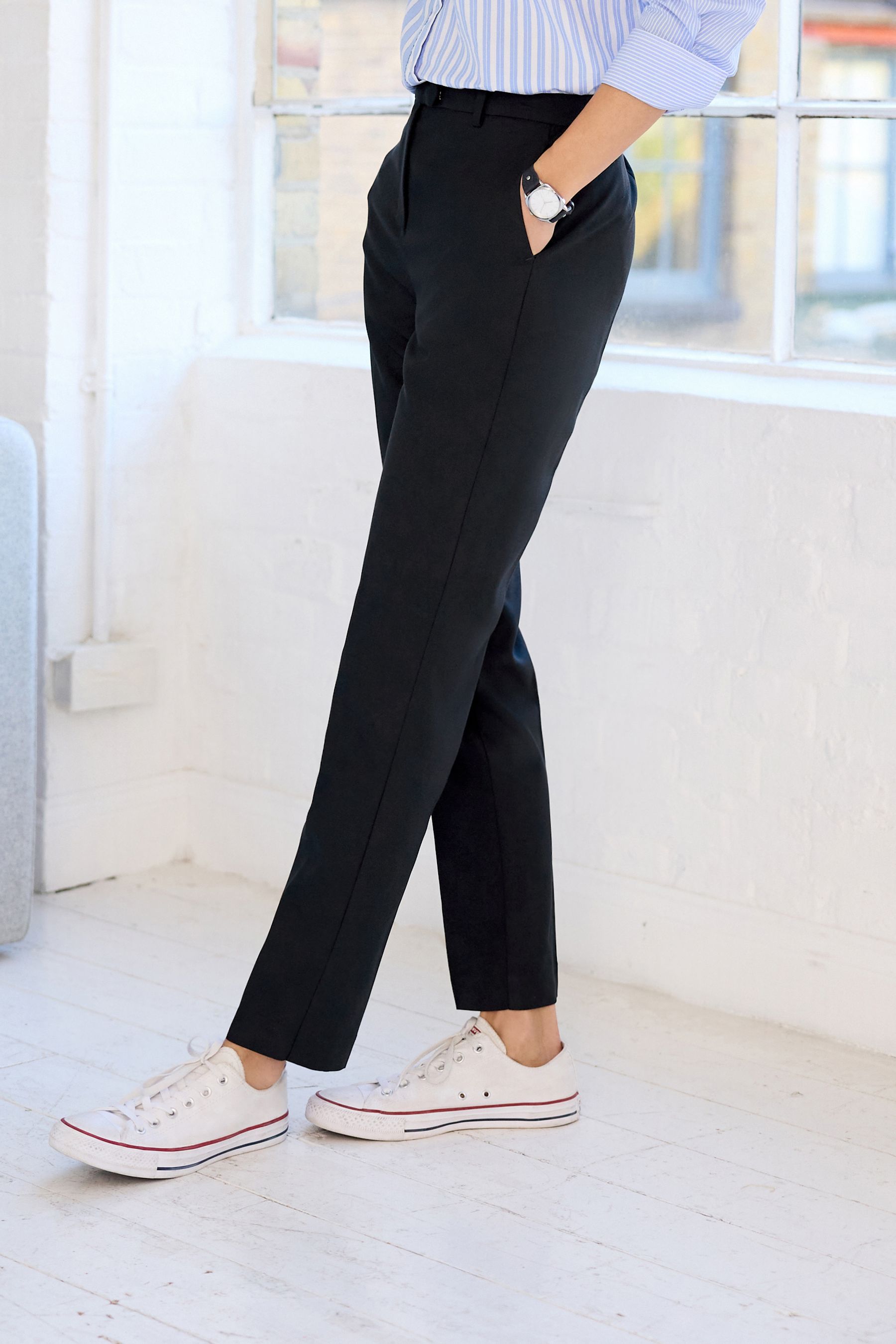 Buy Navy Tailored Stretch Slim Trousers from the Next UK online shop