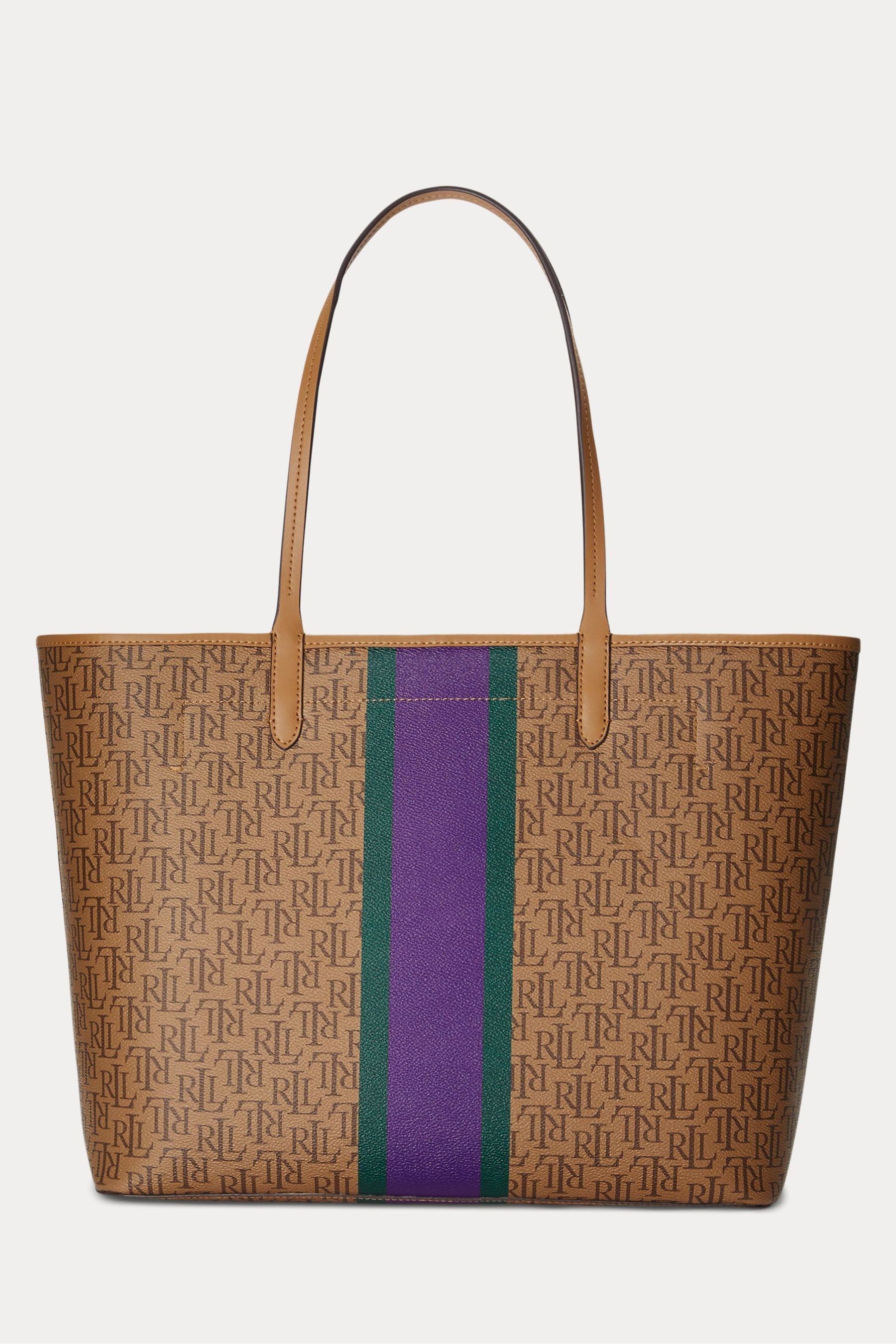 Buy Lauren Ralph Lauren Brown Logo Coated Canvas Large Collins Tote Bag from Next Luxembourg