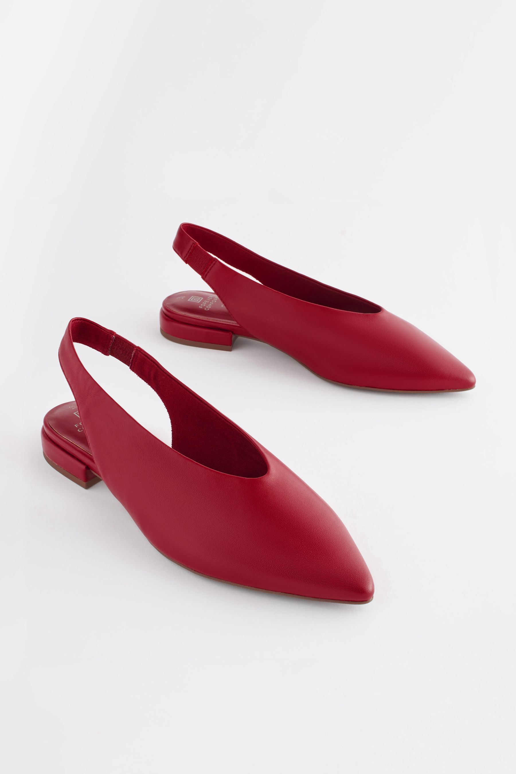 Buy Red Forever Comfort Leather Flat Slingbacks from Next Luxembourg