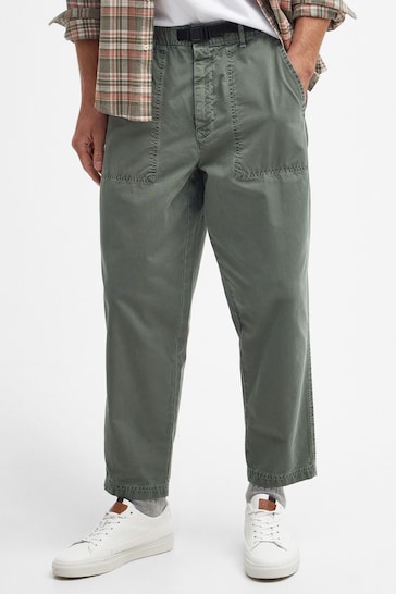 Barbour® Green Tapered Fit Grindle Twill Utility Trousers