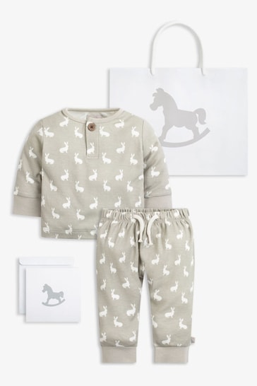 The Little Tailor Easter Bunny Print 2 Piece Top And Joggers set