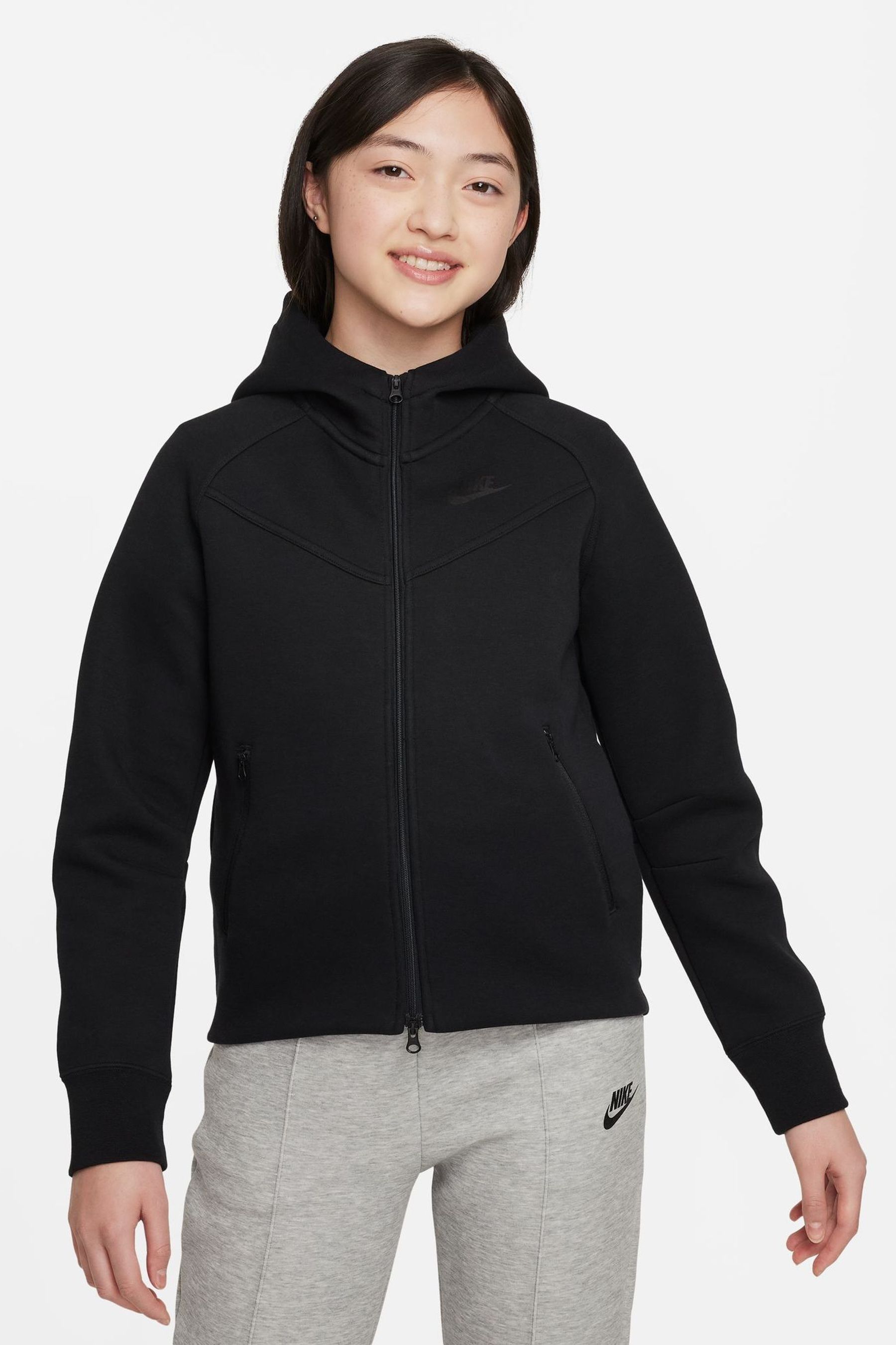 Nike Black Tech Fleece Zip Through Hoodie