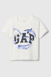 Gap White Shark Graphic Logo Short Sleeve Crew Neck T-Shirt (Newborn-5yrs) - Image 1 of 1