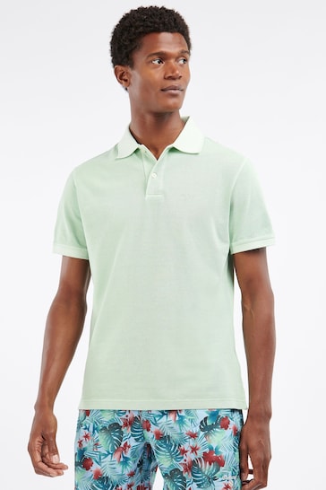 Barbour® Dusty Mint Green Washed Classic Pique Polo Shirt
