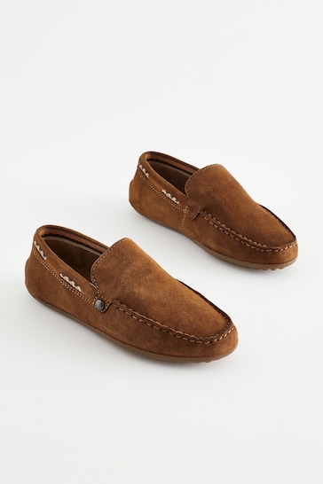 Tan Brown Suede Loafers