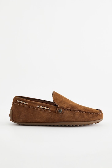 Tan Brown Suede Loafers
