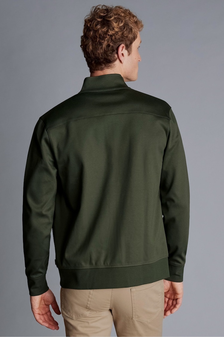 Charles Tyrwhitt Green 100% Cotton Performance Long Sleeve Funnel Neck Jacket - Image 2 of 5