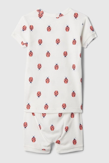 Gap White Ladybug Print Organic Cotton Short Pyjama Set (12mths-5yrs)