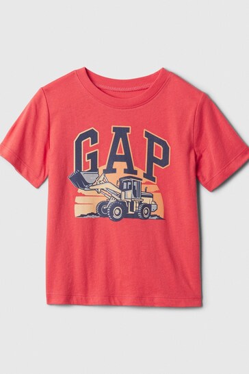 Gap Red Digger Graphic Logo Short Sleeve Crew Neck T-Shirt (Newborn-5yrs)