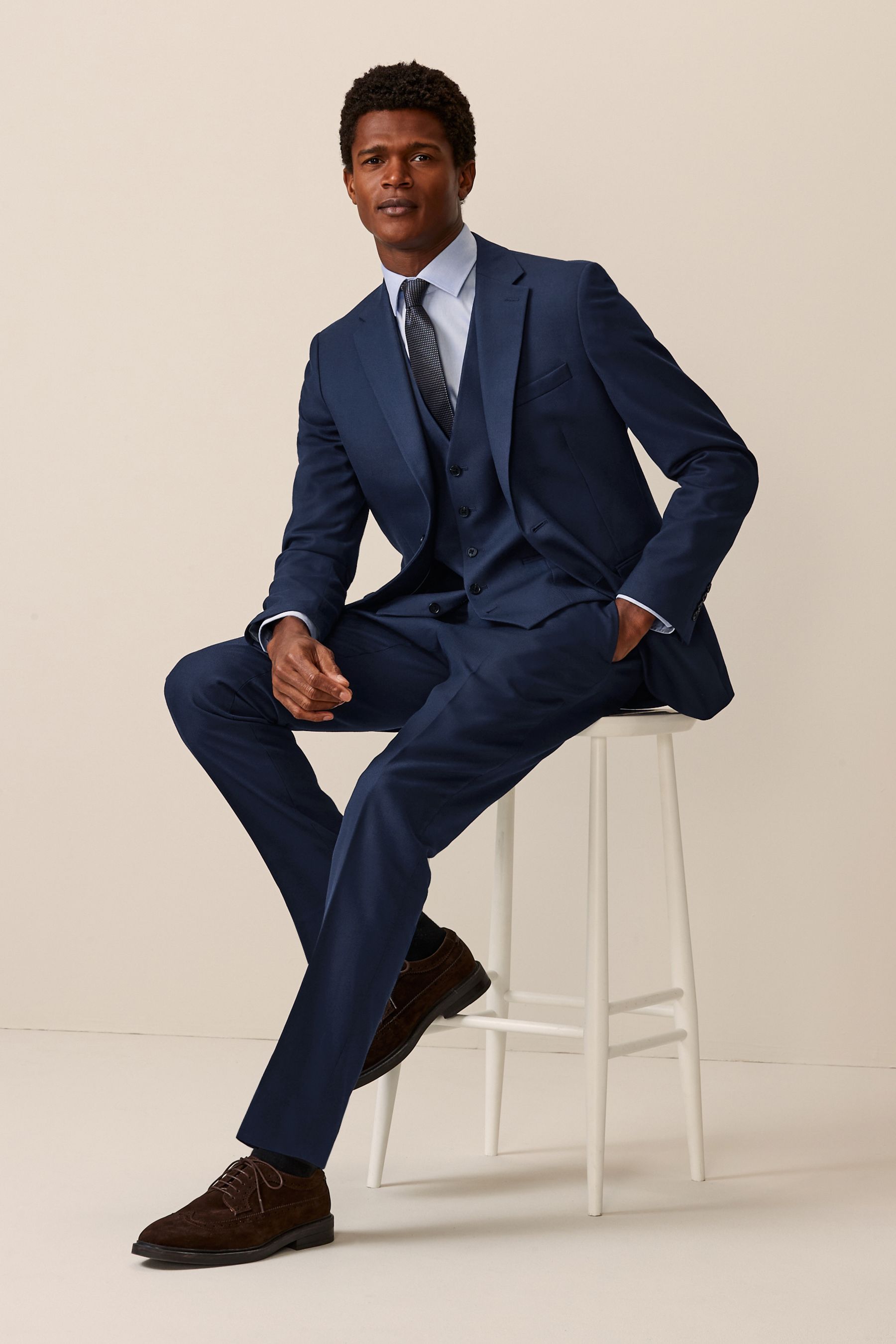Buy Bright Blue Textured Suit Waistcoat from Next Canada