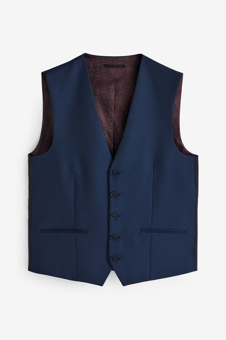 Bright Blue Textured Suit: Waistcoat - Image 6 of 9