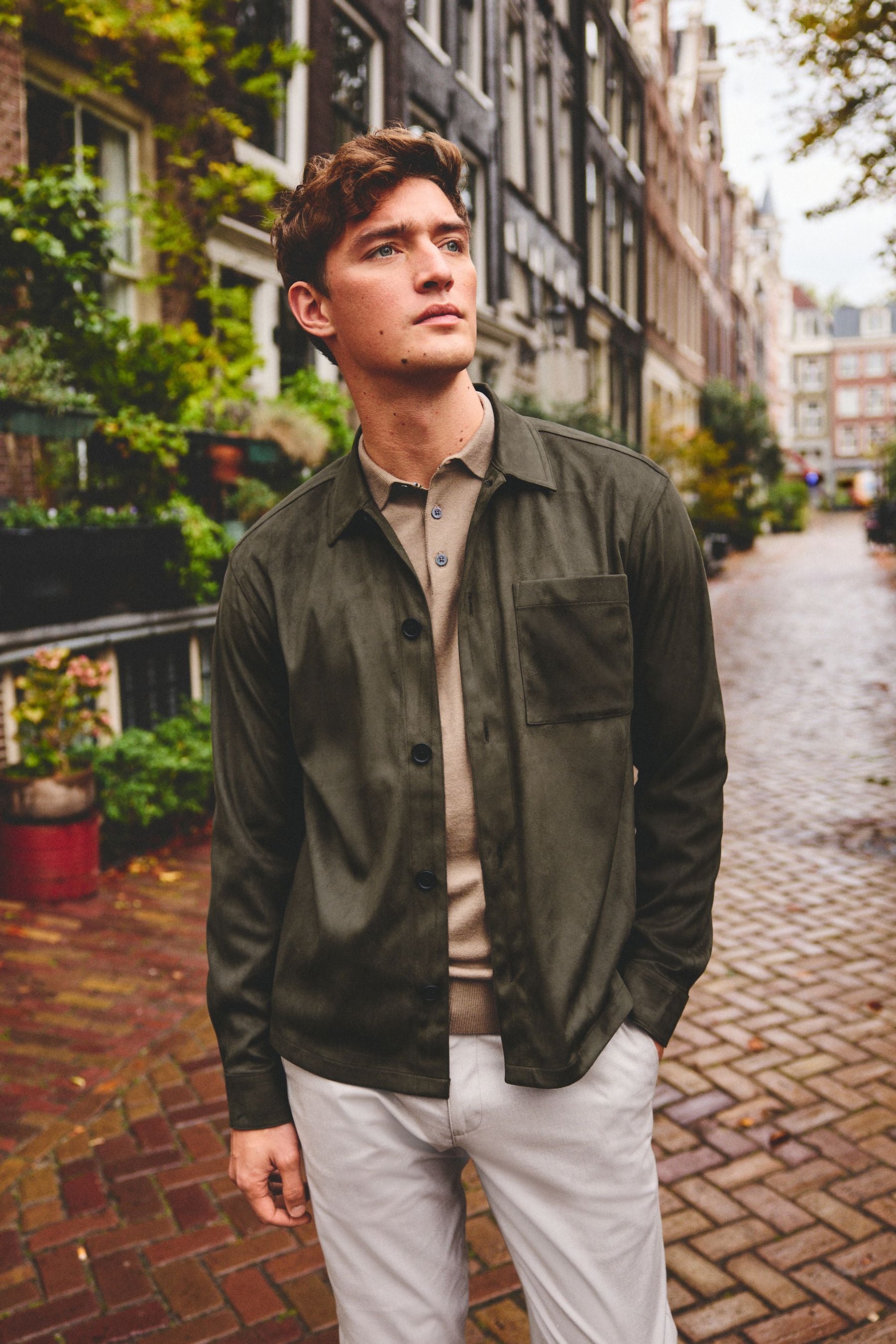 Buy Dark Green Faux Suede Shacket from Next Luxembourg