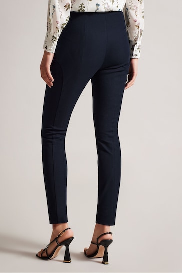 Ted Baker Blue Liroi High Waisted Leggings with Faux Popper Details
