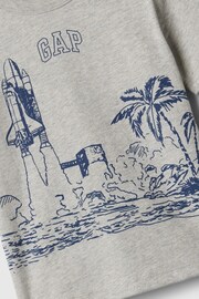 Gap Grey Spaceship Graphic Logo Short Sleeve Crew Neck T-Shirt (Newborn-5yrs) - Image 3 of 3