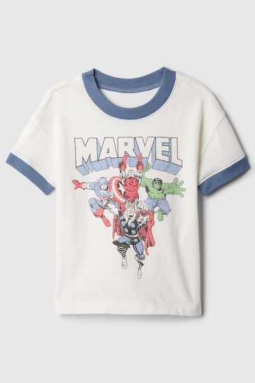 Gap White Marvel Graphic Short Sleeve Crew Neck T-Shirt (6mths-5yrs)