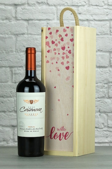 Le Bon Vin With Love Reserve Merlot Wood Box Gift