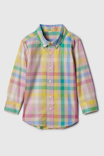 Gap Yellow and Pink Organic Cotton Check Long Sleeve Shirt (12mths-5yrs)