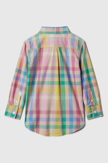 Gap Yellow and Pink Organic Cotton Check Long Sleeve Shirt (12mths-5yrs)