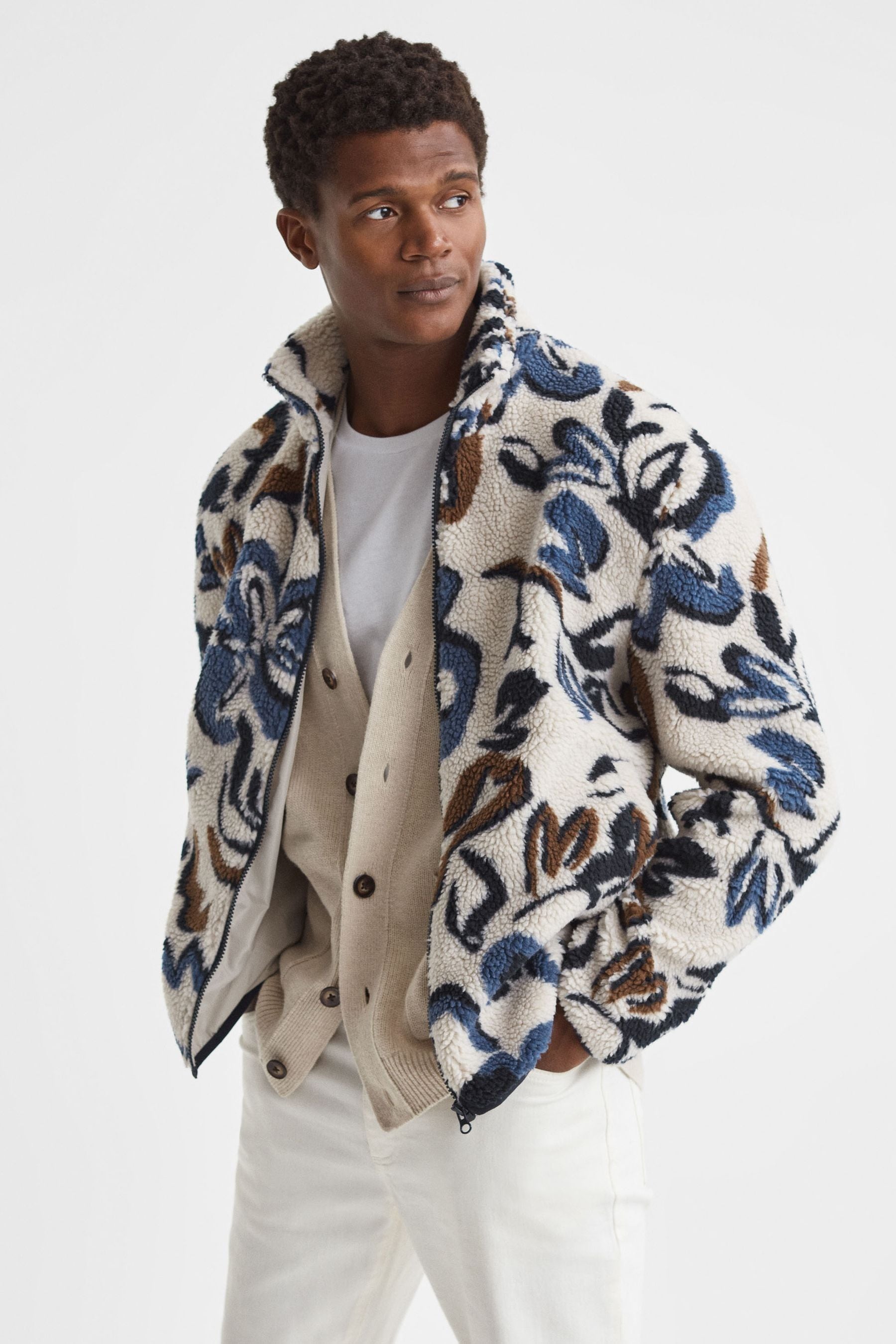 Buy Reiss Multi Cadet Relaxed Sherpa Zip Through Jacket from Next Luxembourg
