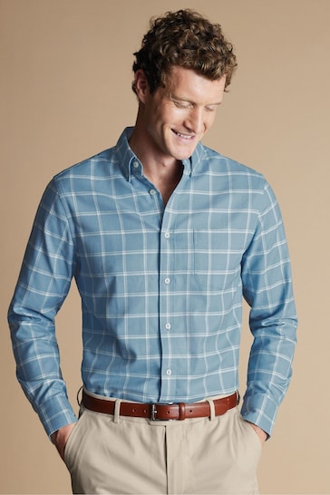 Charles Tyrwhitt Blue Windowpane Check Non-iron Twill Slim Fit Shirt