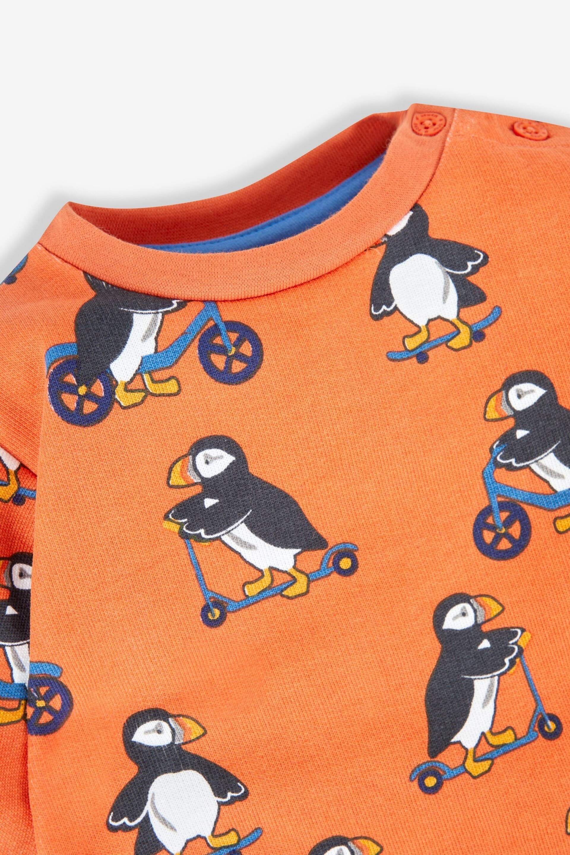 JoJo Maman Bébé Rust Orange Puffin Printed Sweatshirt - Image 2 of 2