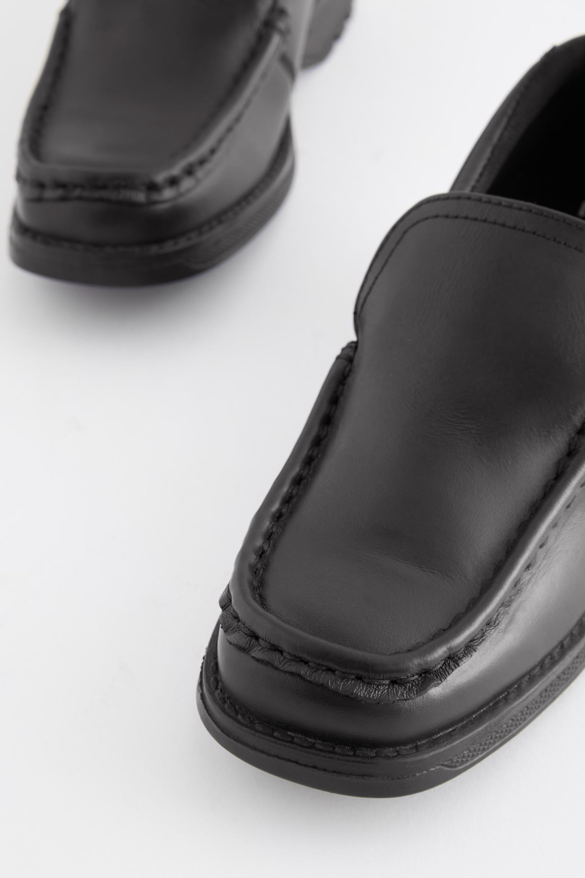 Black Standard Fit (F) School Leather Loafer Shoes - Image 3 of 7