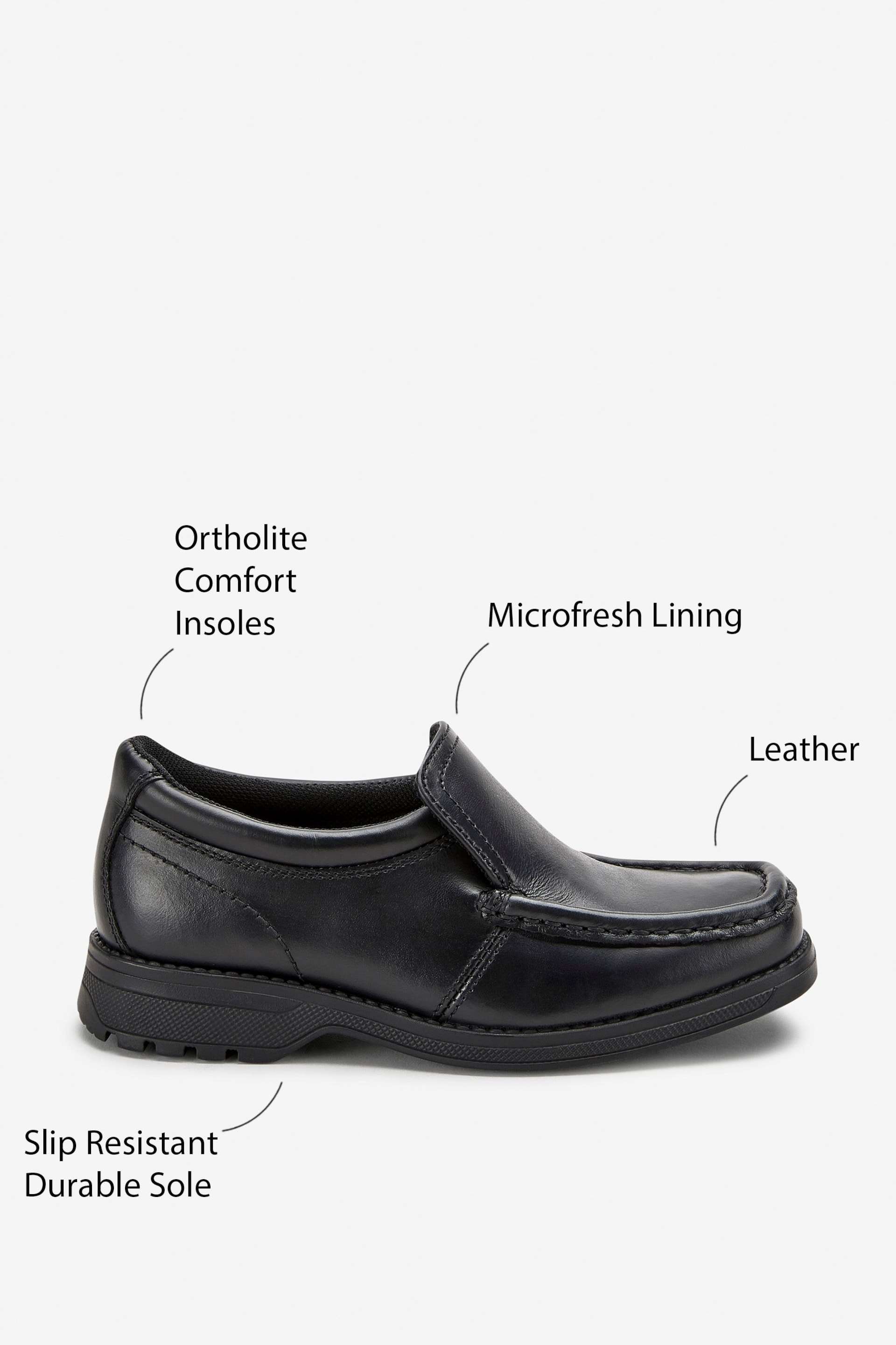 Black Standard Fit (F) School Leather Loafer Shoes - Image 6 of 7