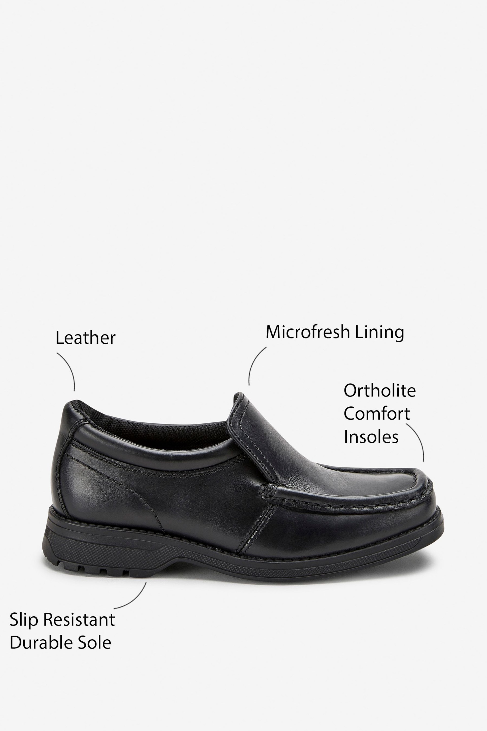 Black Standard Fit (F) School Leather Loafer Shoes - Image 7 of 7
