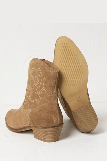 FatFace Brown Abilene Western Ankle Boots