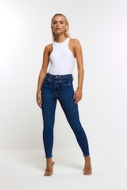 River Island Blue Petite High Rise Bum Sculpt Skinny Jeans - Image 2 of 6