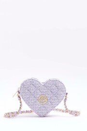 River Island Purple Girls Boucle Heart Xbody Bag - Image 1 of 4