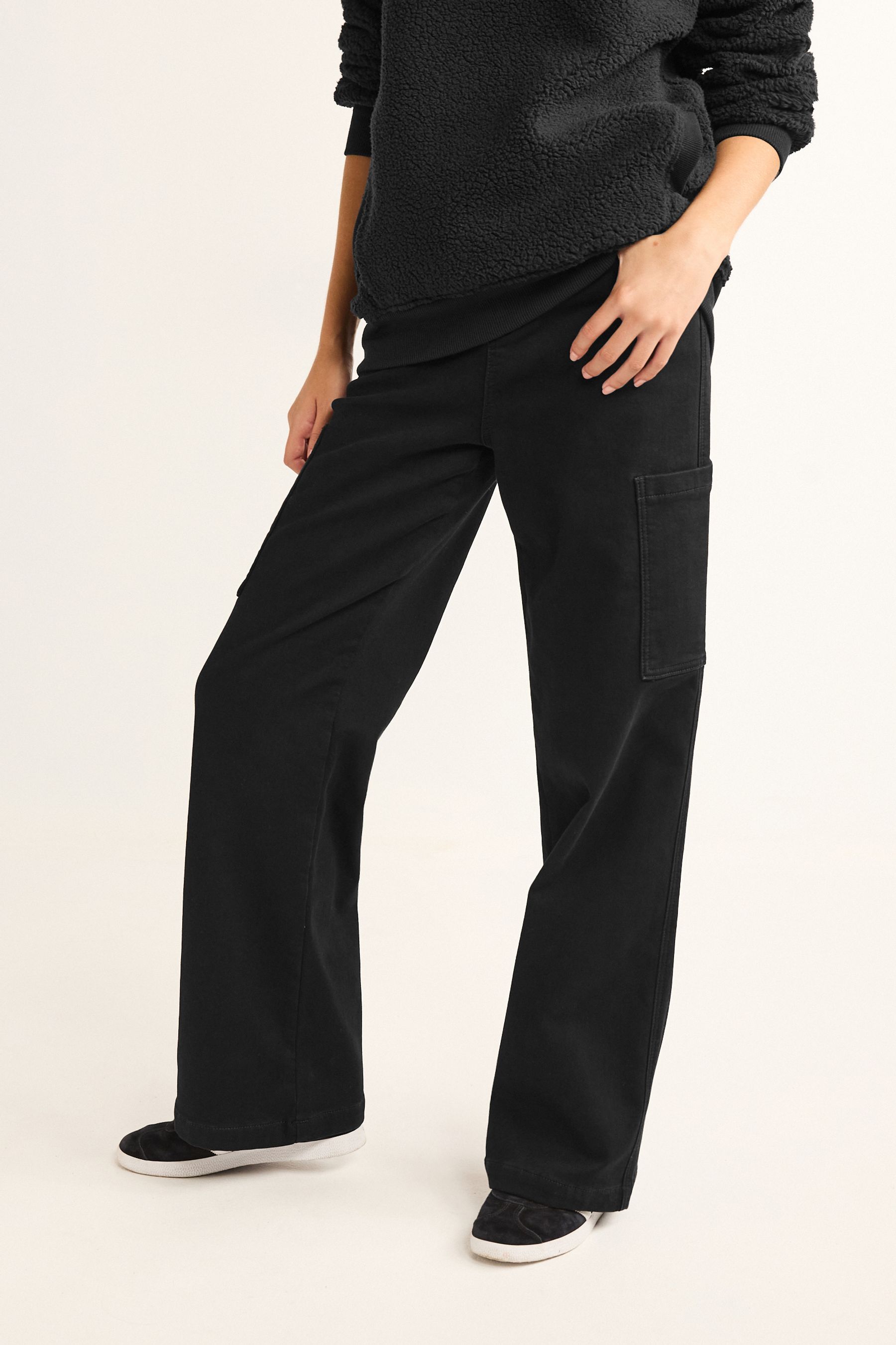 Womens black wide leg joggers sales