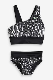 Nike Black Animal Print Asymmetrical Top Bikini Set - Image 2 of 5