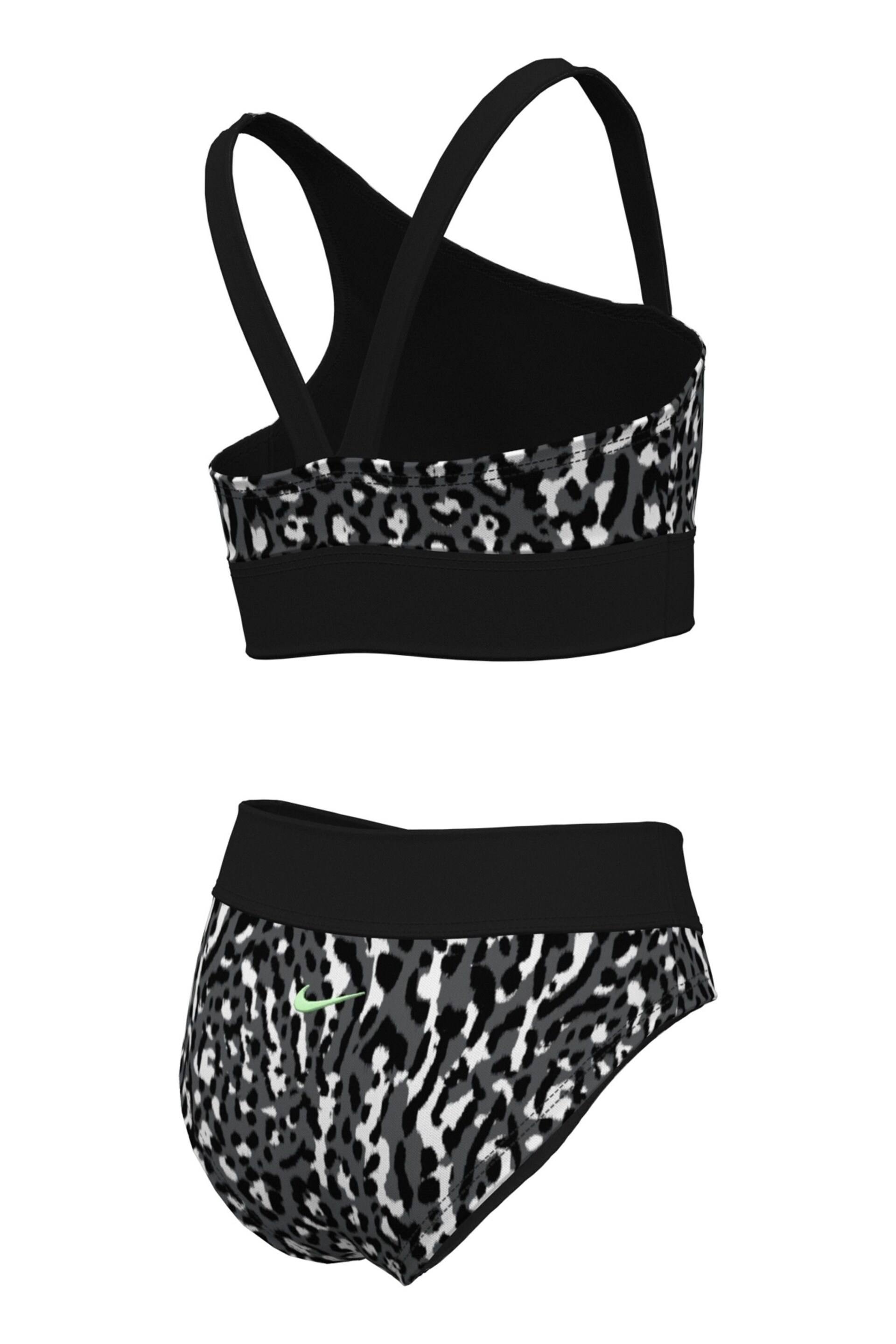 Nike Black Animal Print Asymmetrical Top Bikini Set - Image 4 of 5