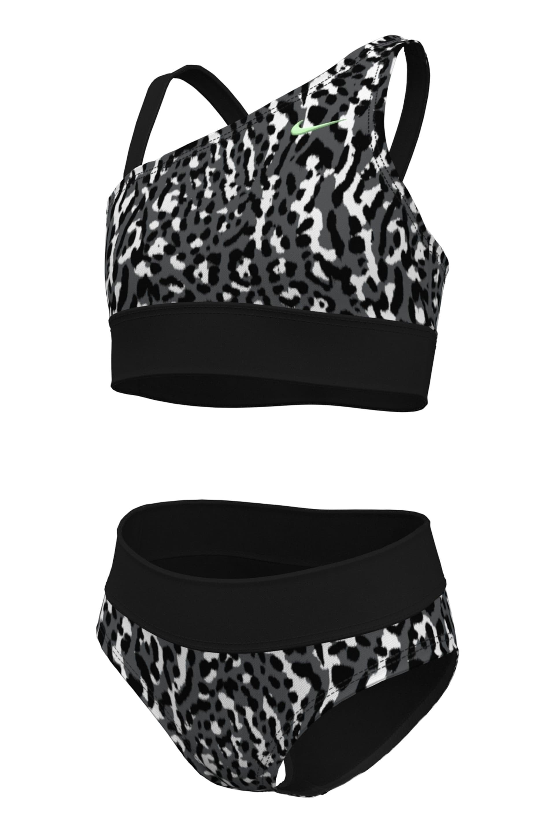 Nike Black Animal Print Asymmetrical Top Bikini Set - Image 5 of 5