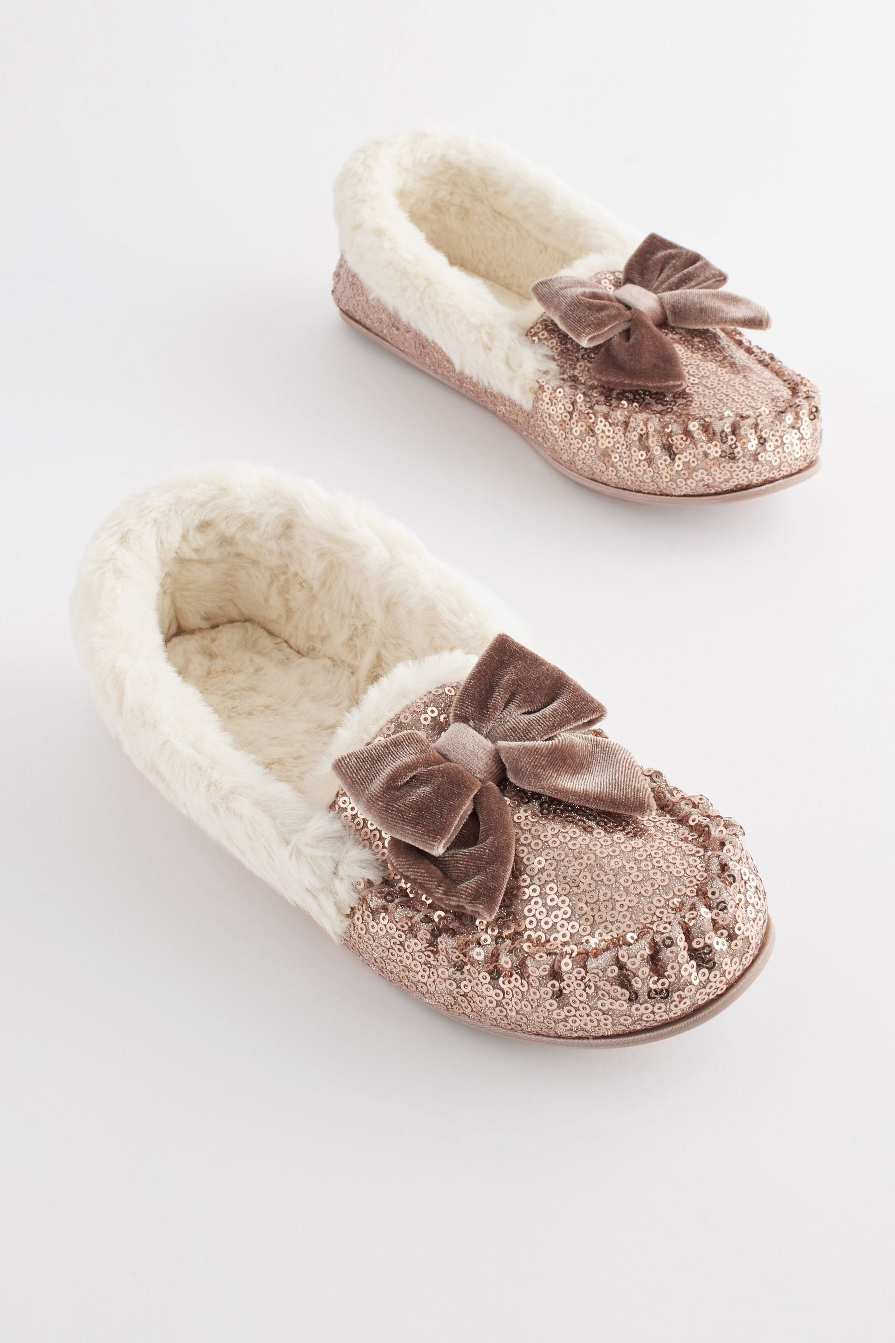 Womens sequin moccasin slippers top